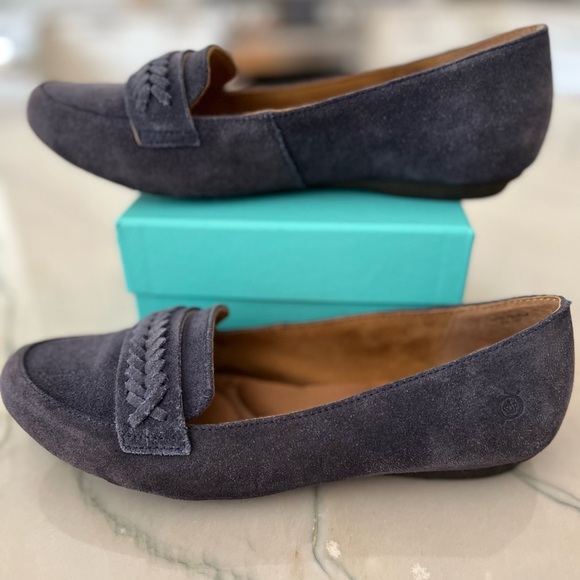 Born Blue Suede Loafer braided sz 6.5 - Picture 2 of 9
